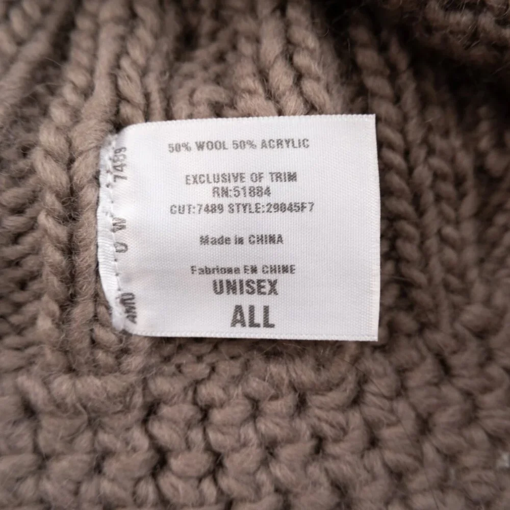 PATAGONIA unisex grey Cable Knit Beanie Wool winter bucket hat